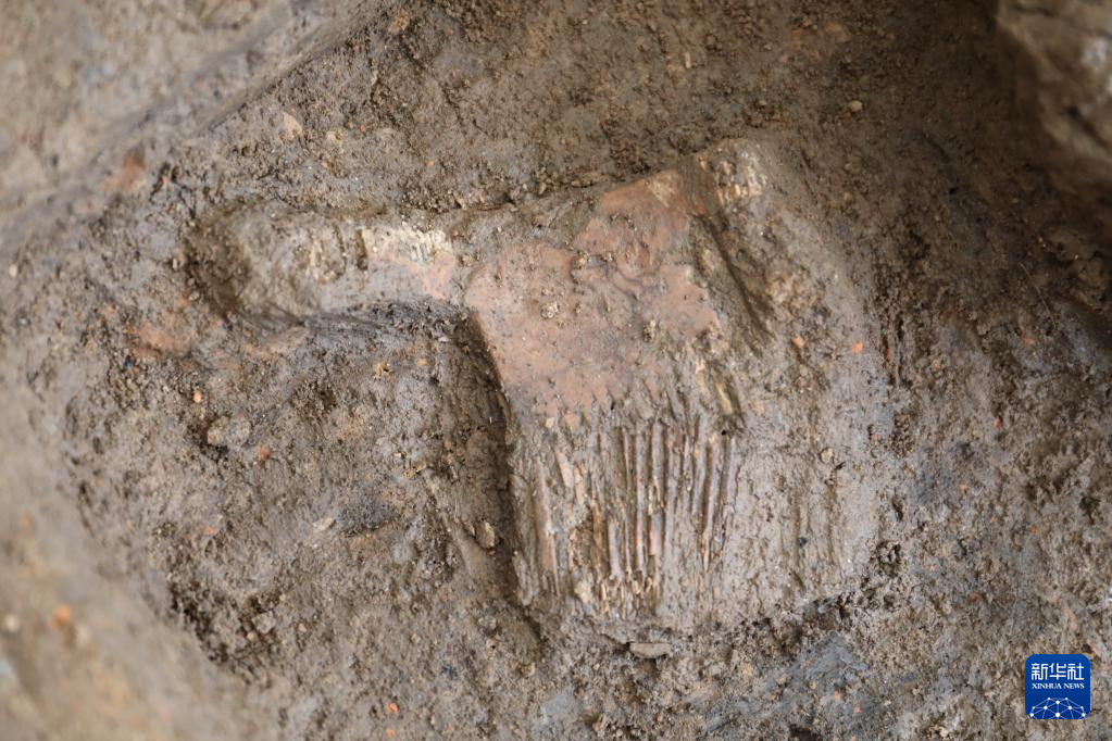 河南南陽市黃山新石器時代遺址出土的屈家?guī)X文化骨梳（資料圖）。