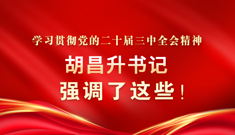 圖解|學習貫徹黨的二十屆三中全會精神 胡昌升書記強調(diào)了這些！