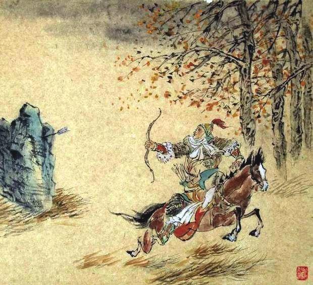 “林暗草驚風(fēng)，將軍夜引弓?！碑?huà)作